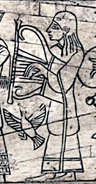 Ivory carving of a lyre player from Megiddo