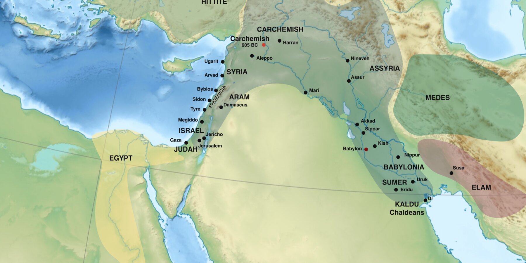 The Assyrian empire at its height, c. 700 BC