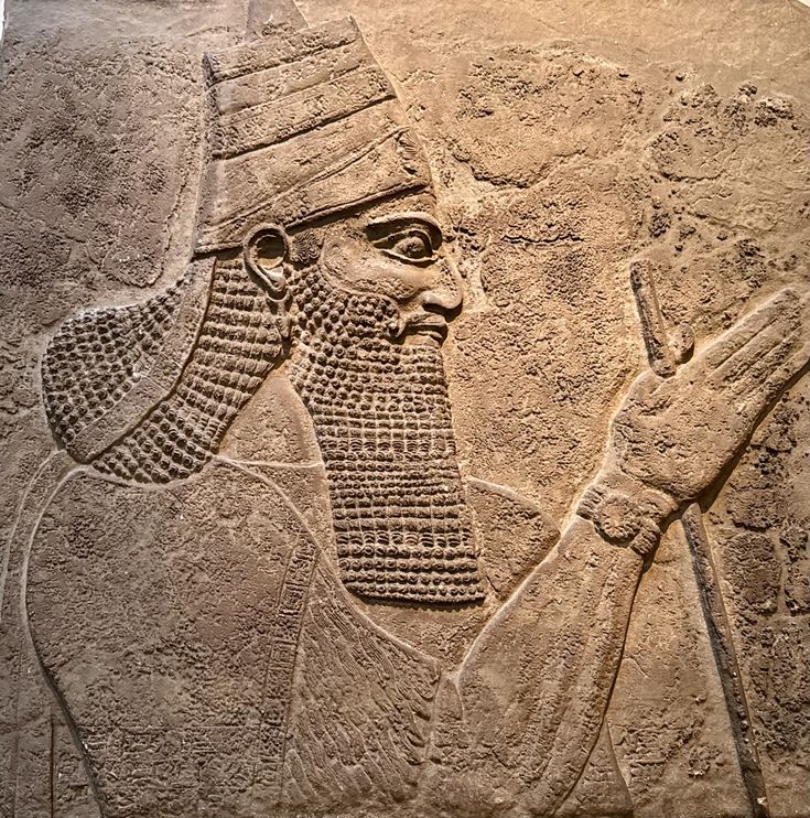 Assyrian palace relief of king Tiglath-pileser III in profile, from Nimrud