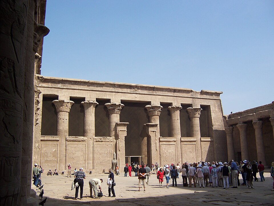 Court of Edfu Temple with visitors