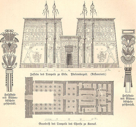 19th-century plan and elevation of Edfu Temple