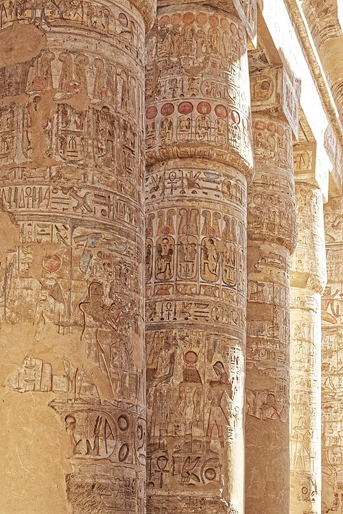 Painted column details at Karnak