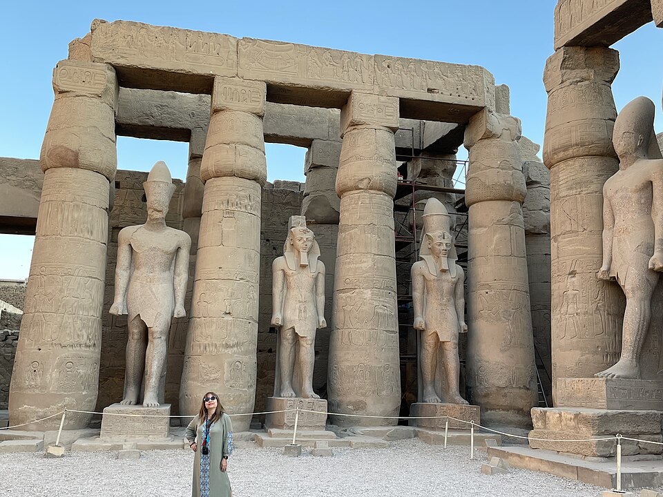 Colossal statues in the court at Karnak