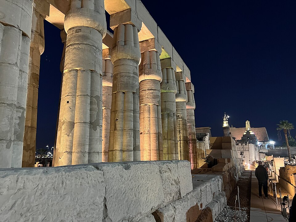 Luxor Temple columns at night