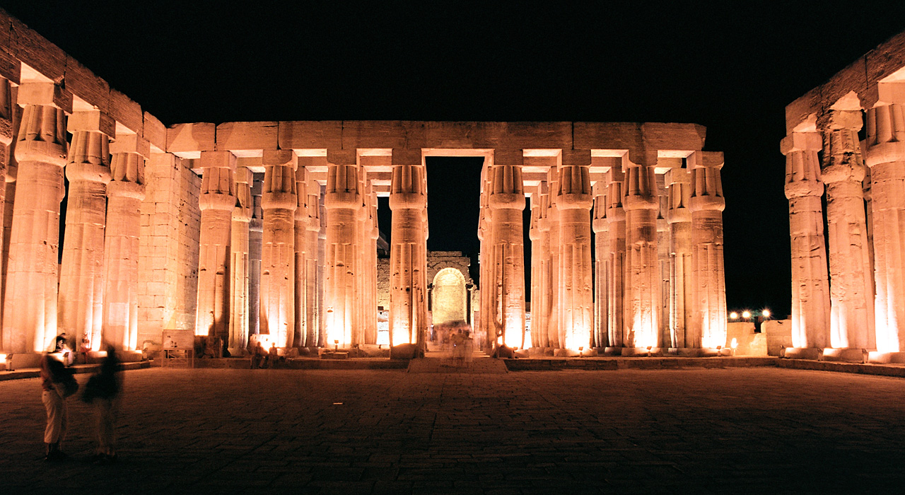 Luxor Temple illuminated at night