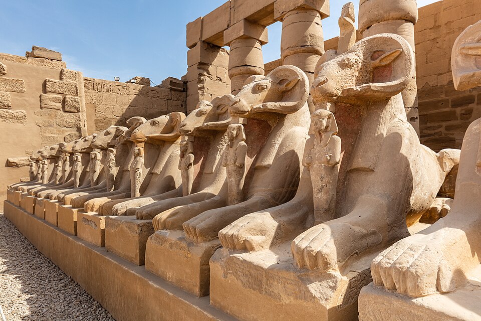 Ram-headed sphinxes on the Avenue of Sphinxes
