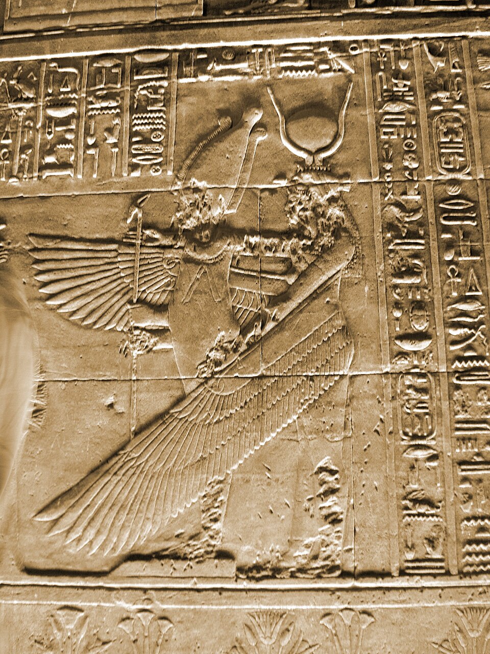 Winged Isis relief at Philae