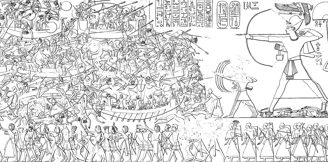 Relief of Ramesses III defeating the Sea Peoples at Medinet Habu