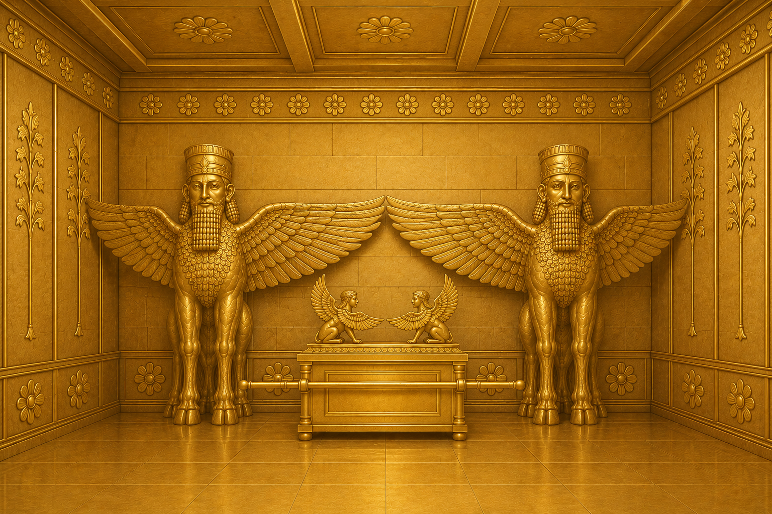 The Holy of Holies — the Ark of the Covenant beneath the outstretched wings of the two great cherubim