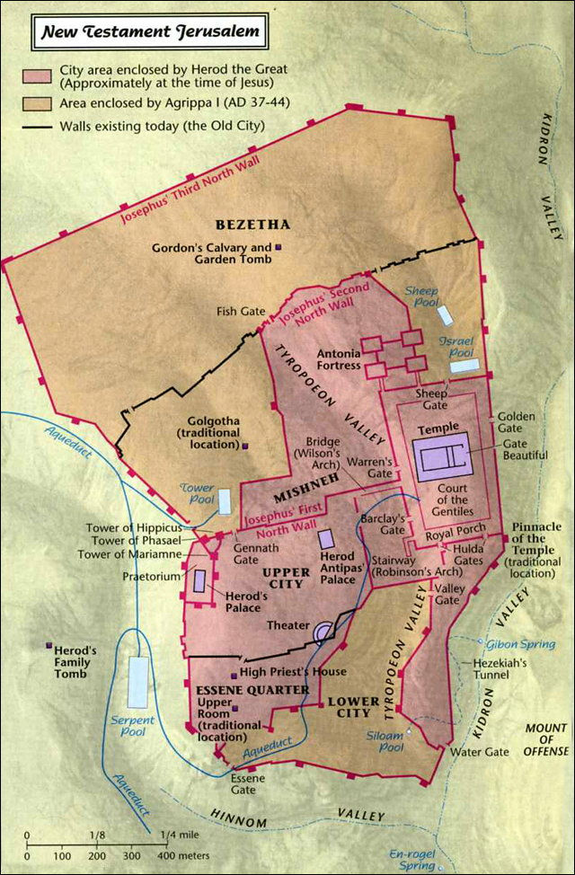 Detailed map of New Testament Jerusalem