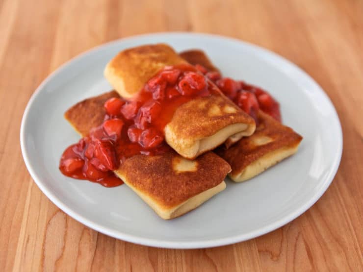 Cheese Blintzes with Strawberry Topping