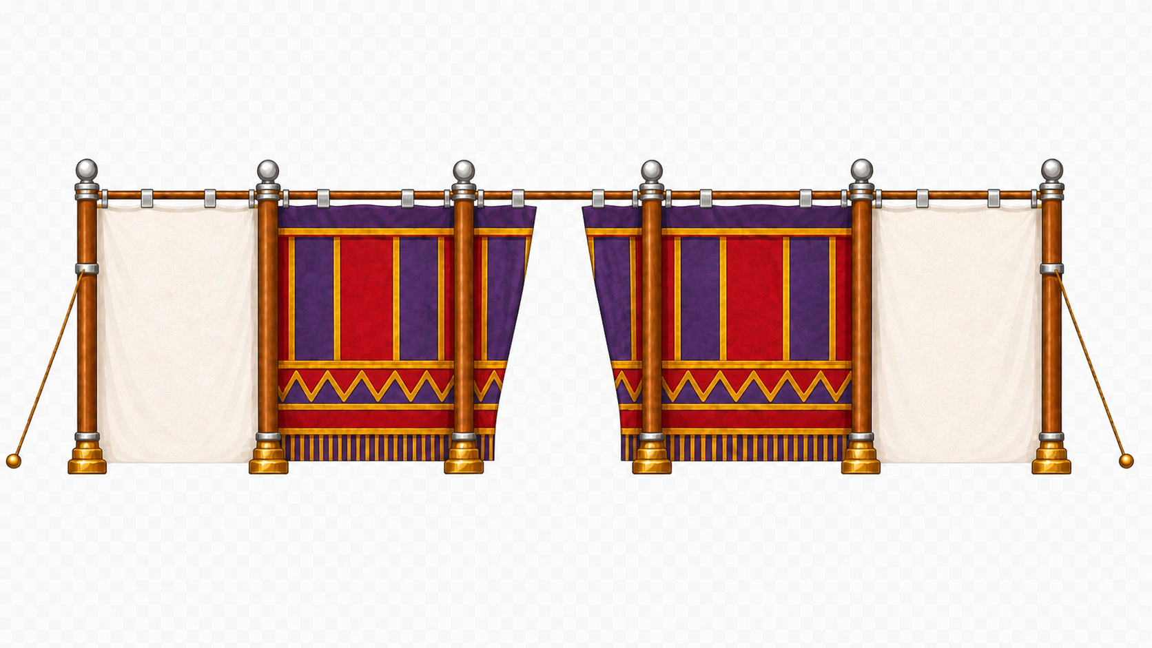 Tabernacle gate rendering showing the four sacred colors together